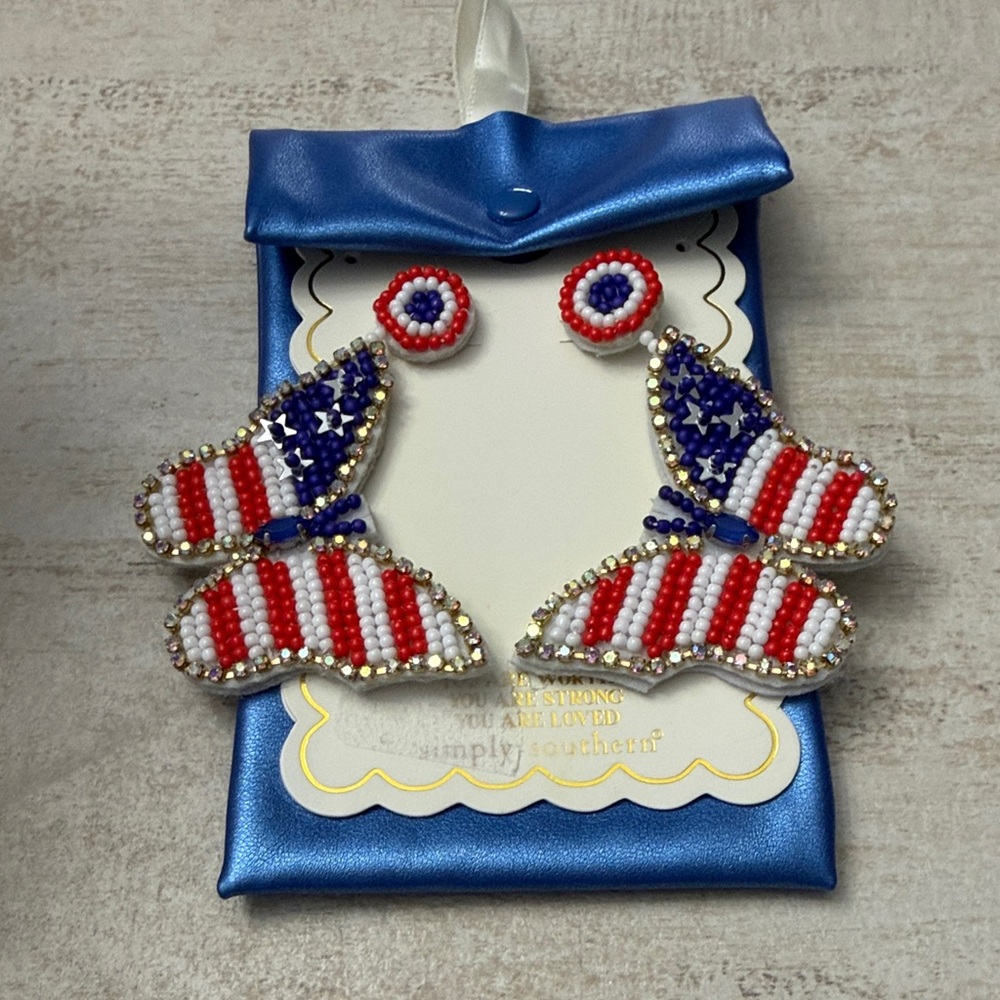 Simply Southern Patriotic Beaded Earrings - Red, White, Blue